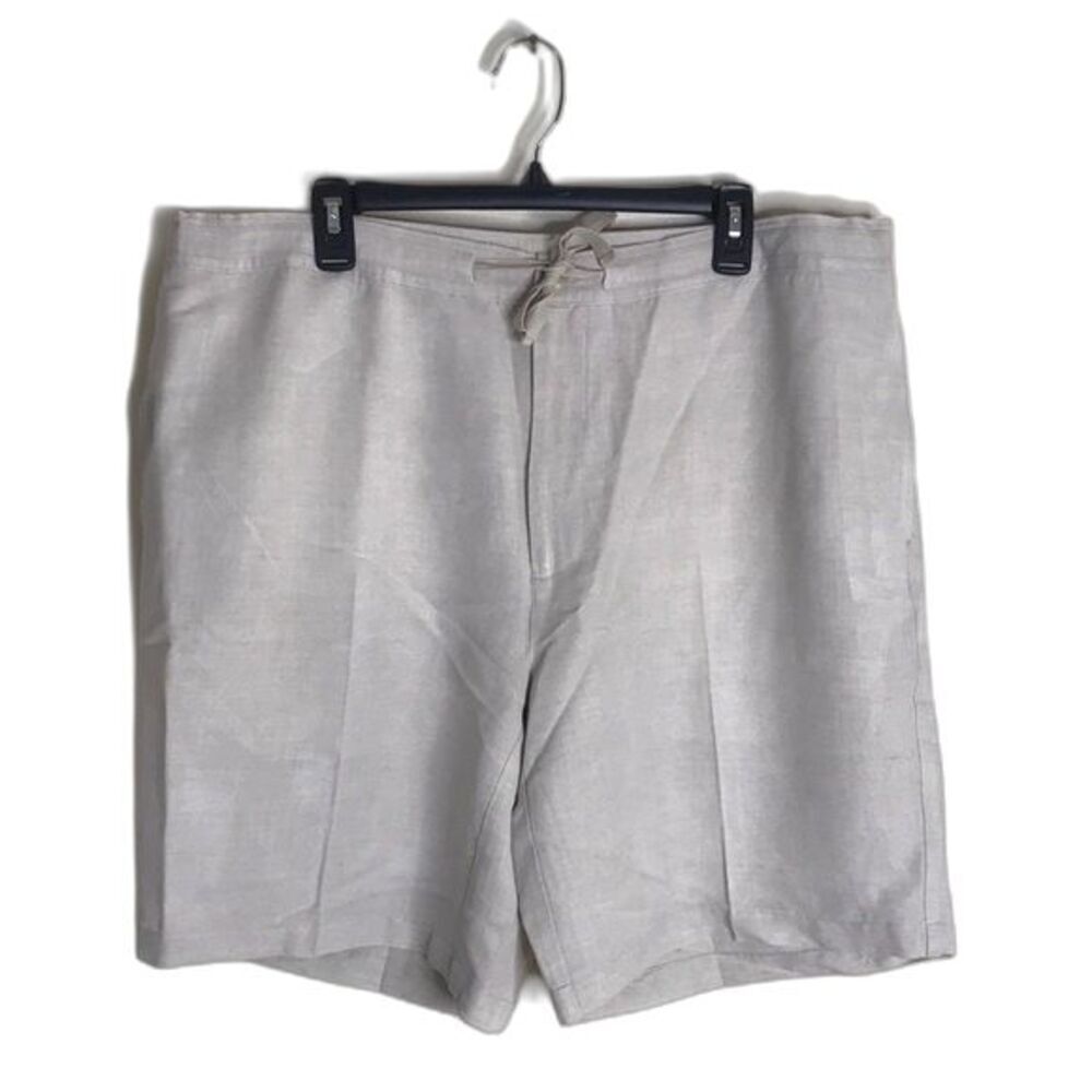 Cubavera Mens Lightweight Linen Pull On Shorts Drawstring Tan XL